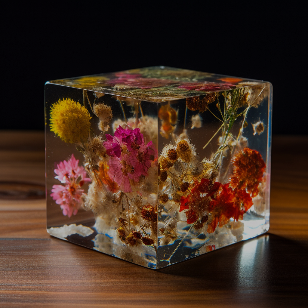 Flower Preservation Block Created with Deep Pour Epoxy from KSRESIN